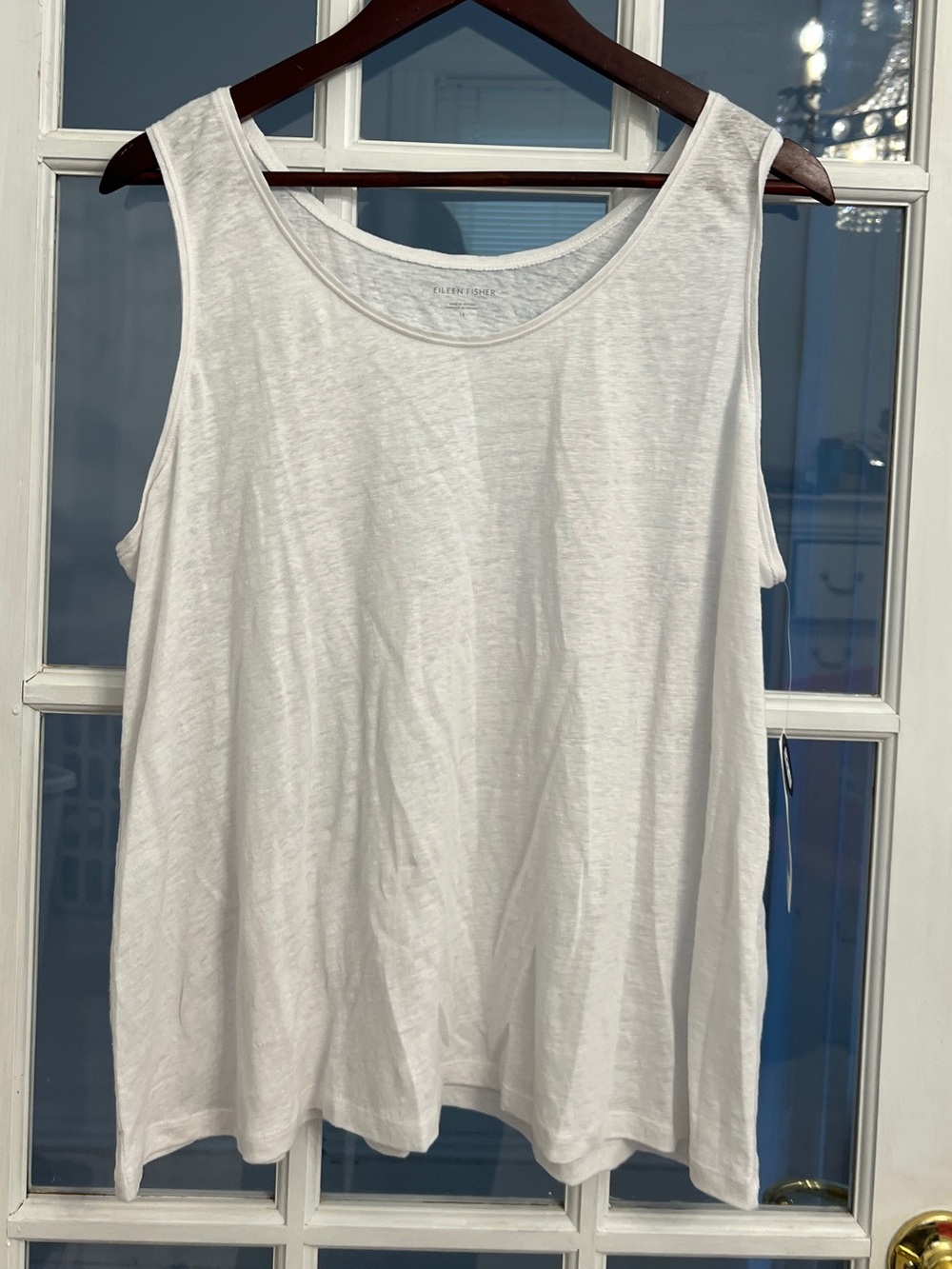 EILEEN FISHER Women’s White Organic Linen Scoop Neck Tank Top 1X NWT